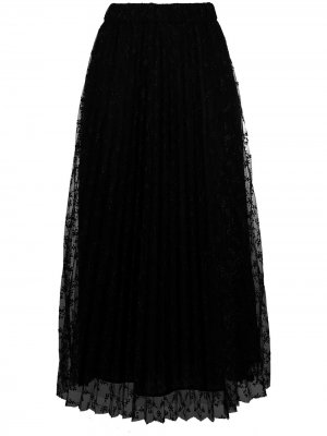 Плиссированная юбка с цветочным узором P.A.R.O.S.H.. Цвет: черный