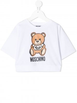 Толстовка Teddy Bear с короткими рукавами Moschino Kids. Цвет: белый