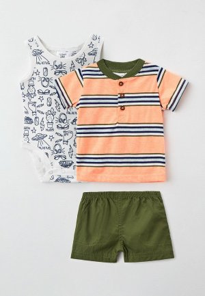 Боди, футболка и шорты Carter’s. Цвет: разноцветный