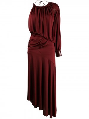 Вечернее платье асимметричного кроя с драпировкой Sies Marjan. Цвет: красный