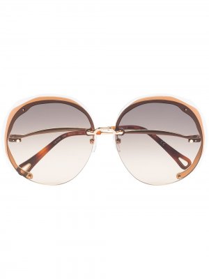Солнцезащитные очки в массивной оправе Chloé Eyewear. Цвет: коричневый
