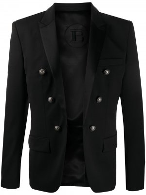 Двубортный пиджак с заостренными лацканами Balmain. Цвет: черный