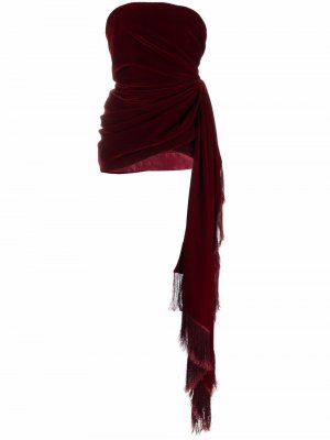 Бархатное платье мини с драпировкой Oscar de la Renta. Цвет: красный