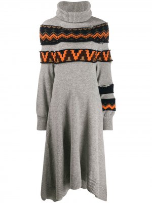 Платье-свитер с принтом Sacai. Цвет: серый