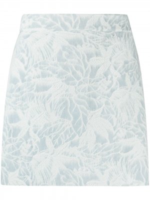 Жаккардовая юбка мини с цветочным принтом MSGM. Цвет: синий