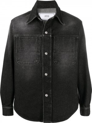 Джинсовая куртка-рубашка AMI Paris. Цвет: черный