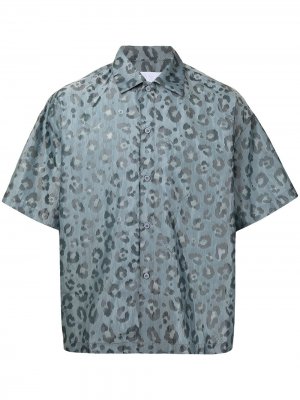 Рубашка с леопардовым принтом из коллаборации Secallenyang Off Duty. Цвет: синий