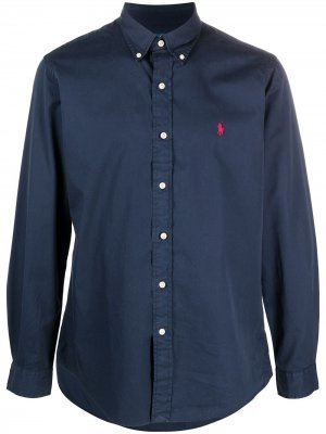 Рубашка с вышитым логотипом Polo Ralph Lauren. Цвет: синий
