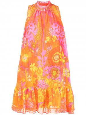 Расклешенное платье мини с вырезом халтер Camilla. Цвет: оранжевый