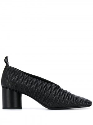 Стеганые туфли-лодочки Paola с квадратным носком Jil Sander. Цвет: черный