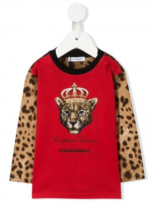 Толстовка Leopard Queen Dolce & Gabbana Kids. Цвет: красный