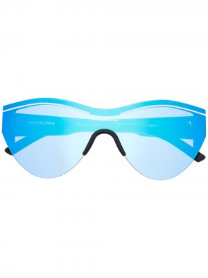 Светоотражающие солнцезащитные очки в круглой оправе Balenciaga Eyewear. Цвет: синий
