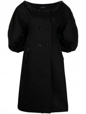Декорированное пальто с U-образным вырезом Simone Rocha. Цвет: черный