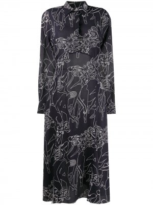 Платье-рубашка Cabaret с абстрактным принтом Victoria Beckham. Цвет: синий