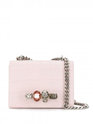 Маленькая сумка-сэтчел с отделкой стразами Alexander McQueen. Цвет: розовый