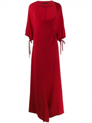 Длинное платье с глубоким круглым вырезом Yohji Yamamoto Pre-Owned. Цвет: красный