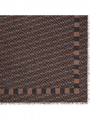 Легкий шарф с узором FF Fendi. Цвет: коричневый