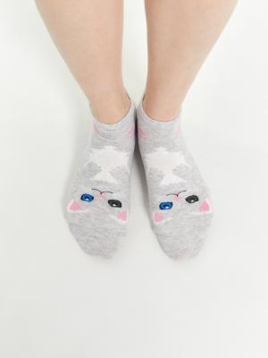 Носки женские светло-серые с рисунком в виде котят Mark Formelle. Цвет: св.серый меланж