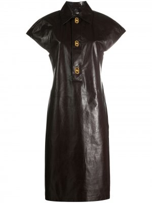 Платье-рубашка со скульптурированными плечами Bottega Veneta. Цвет: коричневый