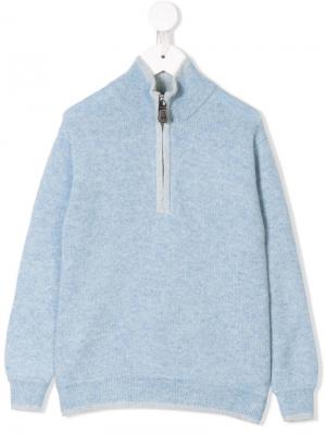 Кашемировый свитер с молнией Cashmirino. Цвет: синий
