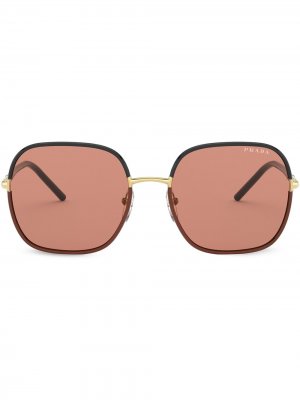 Солнцезащитные очки в квадратной оправе Prada Eyewear. Цвет: коричневый