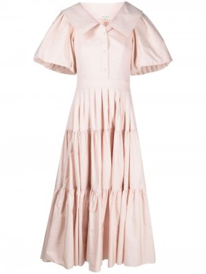 Ярусное расклешенное платье миди Alexander McQueen. Цвет: нейтральные цвета