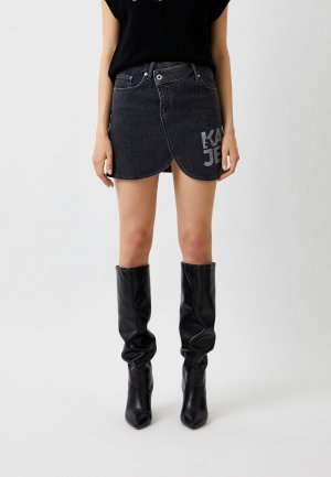 Юбка джинсовая Karl Lagerfeld Jeans. Цвет: серый
