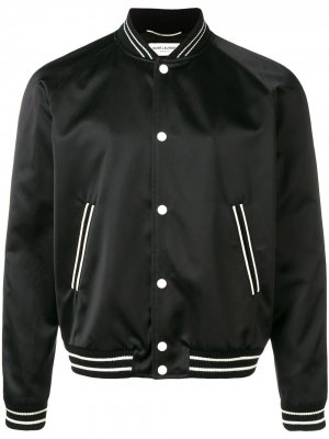 Куртка-бомбер с отделкой Saint Laurent. Цвет: черный