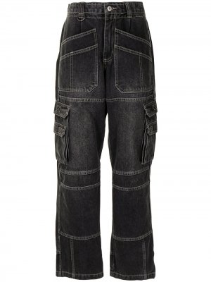 Прямые джинсы с завышенной талией Ground Zero. Цвет: черный
