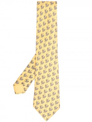 Галстук 2000-х годов с принтом Hermès. Цвет: желтый