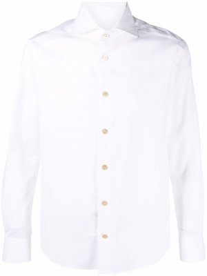 Рубашка узкого кроя с длинными рукавами Kiton. Цвет: белый