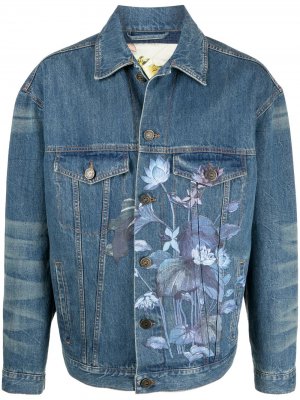 Джинсовая куртка с цветочным принтом Etro. Цвет: синий