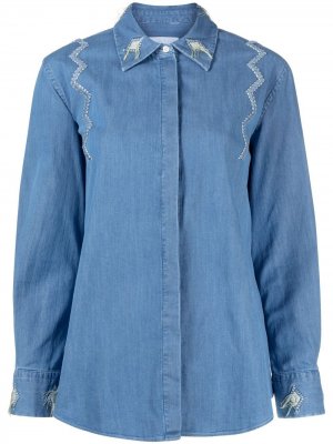 Джинсовая рубашка с вышивкой Dondup. Цвет: синий