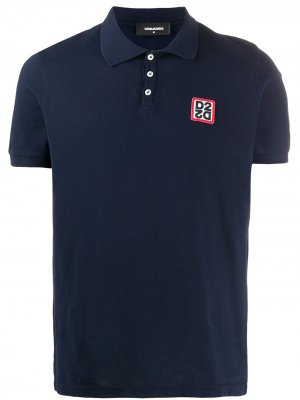 Рубашка-поло с нашивкой-логотипом Dsquared2. Цвет: синий