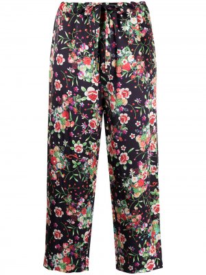 Укороченные брюки с цветочным принтом Comme Des Garçons. Цвет: черный