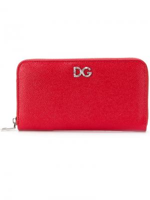 Кошелек с декорированным логотипом Dolce & Gabbana. Цвет: красный