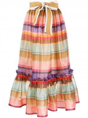 Полосатая юбка со сборками Zimmermann. Цвет: розовый