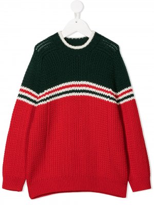 Трикотажный свитер в двух тонах Gucci Kids. Цвет: красный