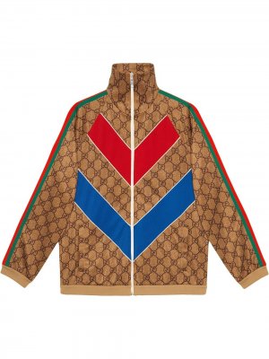 Трикотажная куртка с узором GG Gucci. Цвет: коричневый