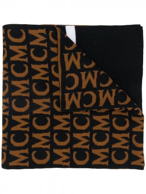 Трикотажный шарф с логотипом MCM. Цвет: коричневый
