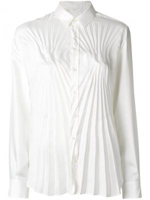 Приталенная рубашка с плиссированной отделкой Maison Margiela. Цвет: белый