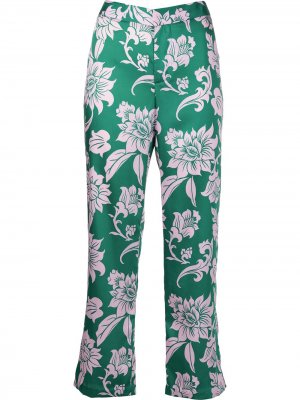Прямые брюки с цветочным узором Alexis. Цвет: зеленый