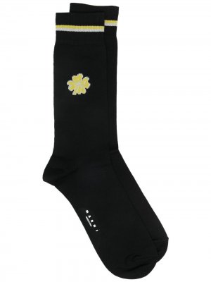 Носки вязки интарсия с цветочным узором Marni. Цвет: черный