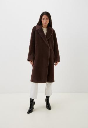 Пальто меховое TrendyAngel. Цвет: коричневый