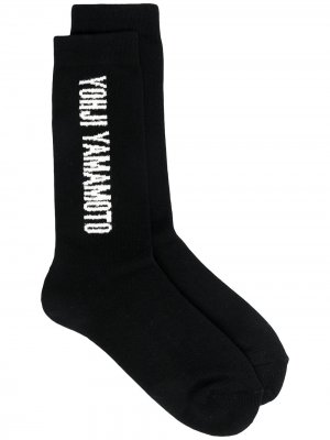 Носки с вышитым логотипом Yohji Yamamoto. Цвет: черный