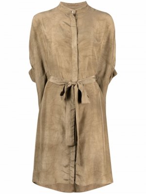 Платье-рубашка с поясом Dondup. Цвет: коричневый