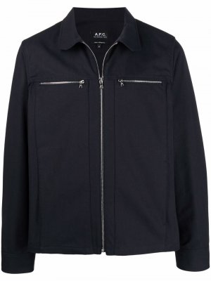 Куртка-рубашка с карманами на молнии A.P.C.. Цвет: синий