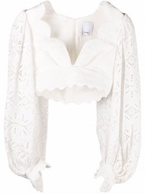 Укороченная блузка с вышивкой Acler. Цвет: белый