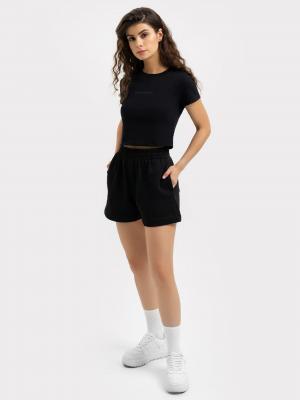 Комплект женский (футболка, шорты) Mark Formelle. Цвет: черный +печать