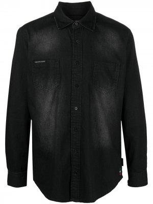 Джинсовая рубашка на пуговицах Philipp Plein. Цвет: черный
